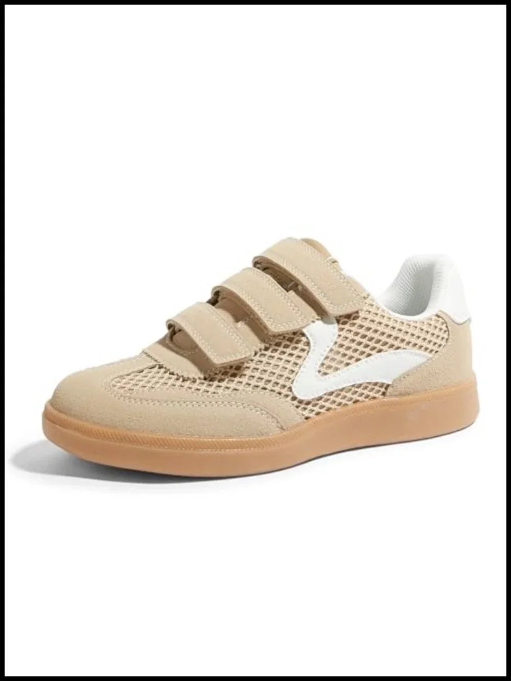Women's Hook and Loop Lace-Up Fashion Sneakers Retro Walking Shoes Multi-Fabric